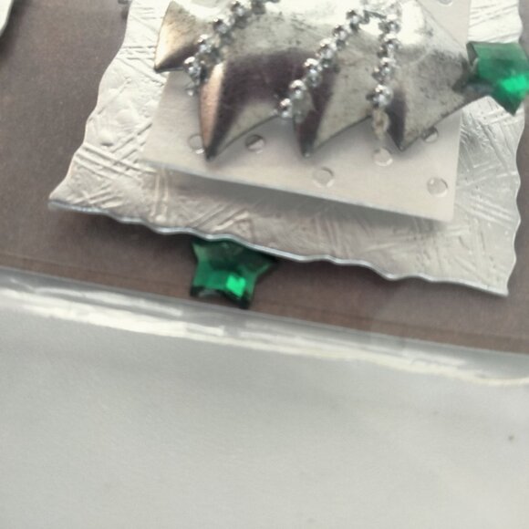 Silver Christmas Tree Stickers Self Adhesive Embellishments Pack Of 6 - Picture 7 of 8